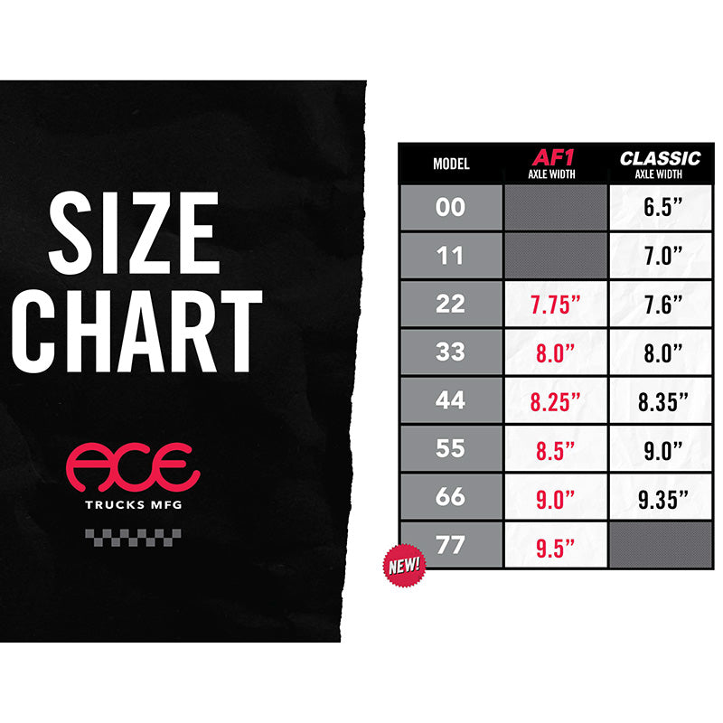 Ace Trucks AF1 Black Standard Size 22/ 33/ 44/ 55/ 66 Trucks