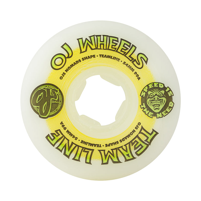 OJ Team Line Original White Yellow/Green Hardline 54mm 99a wheels