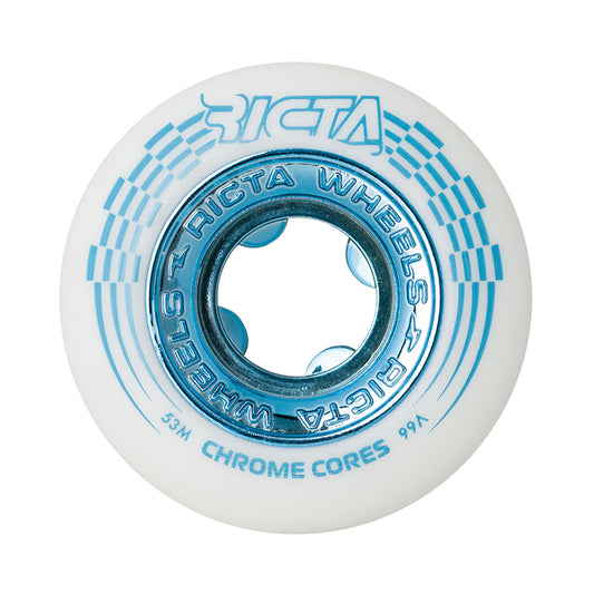 Ricta Chrome Core White Teal Slim 53mm 99a wheels