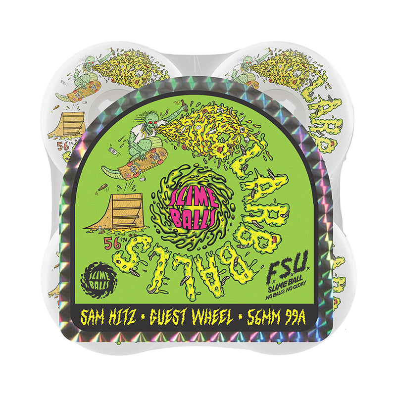 Slime Balls Guest Sam Hitz Larb Balls White Full Combo 56mm 99a wheels