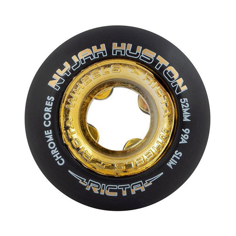 Ricta Pro Nyjah Huston Chrome Core Sort Guld Slim 52mm 99a wheels